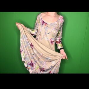 FLOWERED FAIRY SLIP LONG SLEEVE DRESS